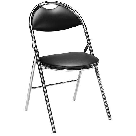 Chaise pliante vinyle noire piètement chromé - Lot de 2 - Maxiburo (1/3)
