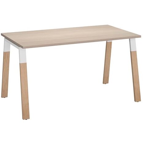 Bureau droit individuel L 140 x P 80 cm piétement bois métal chêne clair - Arch - Maxiburo (1/2)