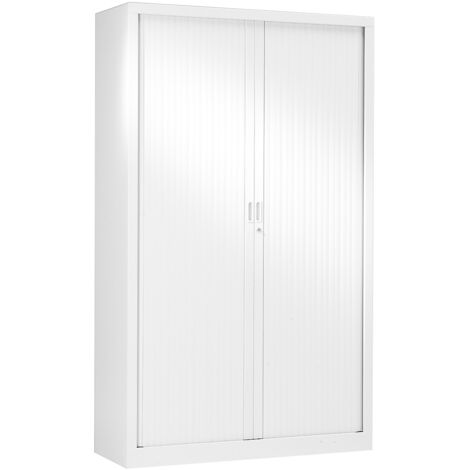 Armoire haute à rideaux monobloc 198 x 120 cm blanche