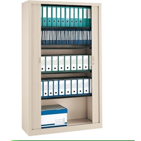Armoire haute à rideaux monoblocs Généric 198 x 120 cm beige (1/2)