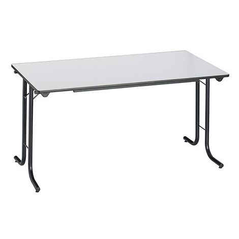 Table rectangulaire pliante plateau gris clair L 140 x P 70 cm - Classique - piétement noir - Maxiburo