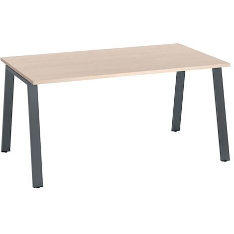 Bureau droit individuel chêne clair 160 x 80 cm, piétement métal anthracite - Arch - Maxiburo (1/3)
