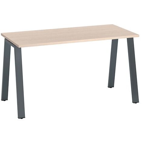 Bureau droit individuel chêne clair 140 x 60 cm, piétement métal anthracite - Arch - Maxiburo (1/4)