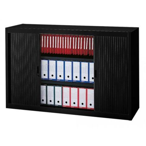Armoire basse à rideaux démontables Largeurs spécifiques 100 x 160 cm unicolore - Noir - Maxiburo