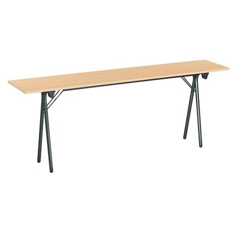 Table de formation pliante plateau hêtre L 200 x P 40 cm - piétement noir - Maxiburo