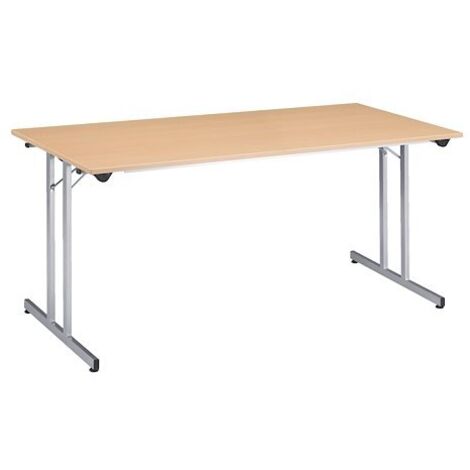 Table multi-usages pliante L 160 x P 80 cm - plateau hêtre piètement aluminium - Maxiburo