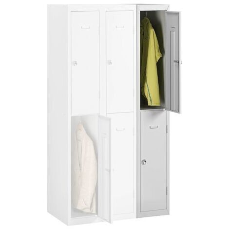 Colonne vestiaire 2 cases – Tôle d'acier 6/10e – Finition laquée époxy – Dimensions H 180 x L 30 x P 50 cm – Porte étiquette incluse (1/2)