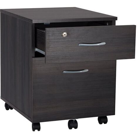 Caisson bois Cubo 2 tiroirs noir - Maxiburo (1/2)