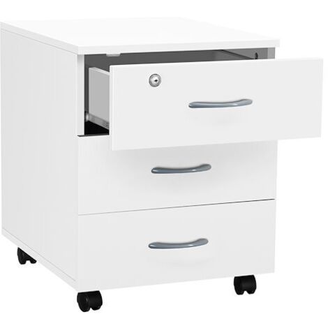 Caisson bois Cubo 3 tiroirs blanc - Maxiburo (1/2)