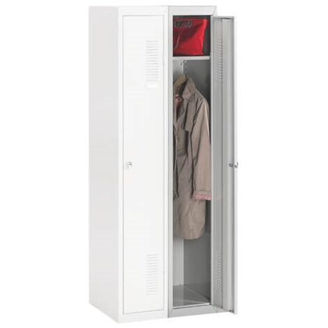 Vestiaire 1 colonne en tôle d'acier laquée époxy – H 180 x L 30 x P 50 cm – Charge maximale 50kg – Porte avec moraillon pour cadenas – Maxiburo