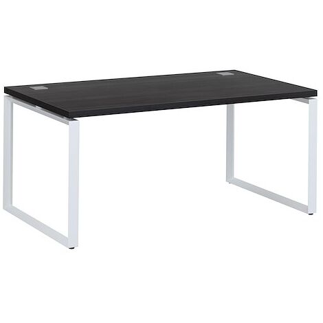 Bureau droit noir L 160 x P 90 cm, piètement acier format carré - Milano - piétement blanc - Maxiburo (1/2)
