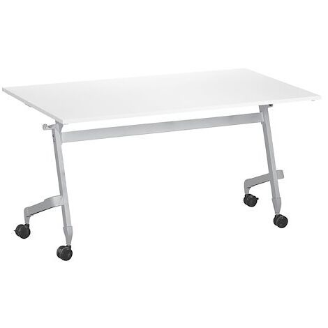 Table rabattable plateau blanc L 140 x P 70 cm - Galice Plus - piétement aluminium - Maxiburo (1/4)