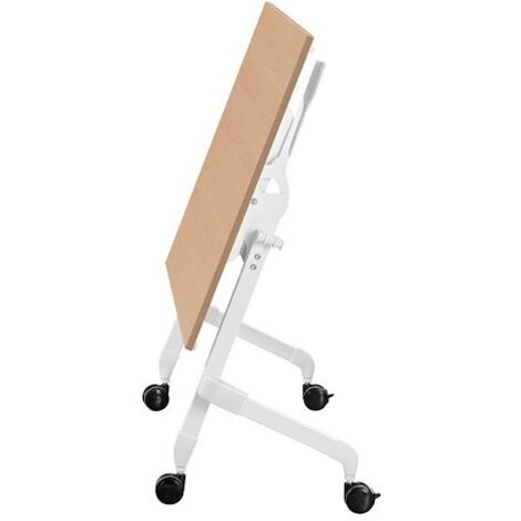 Table rabattable plateau chêne L 120 x P 70 cm - Galice Plus - piétement blanc - Maxiburo