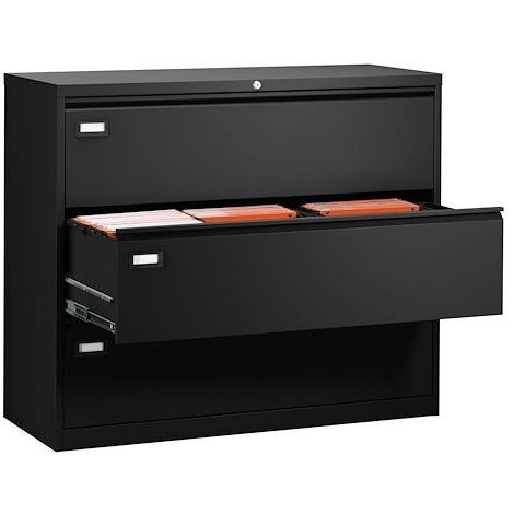 Crédence Métallique Pour Dossiers Suspendus - 3 Tiroirs, Dimensions 120x48x102 Cm - Capacité 160 Dossiers/tiroir, 40 Kg Max - Gris Clair, Livrée Montée