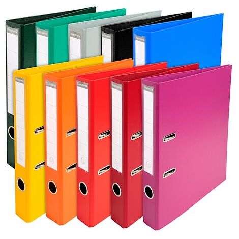 Classeur à levier plastifié Exacompta A4 - Dos 5 cm couleurs assorties vives - Lot de 10 (1/5)