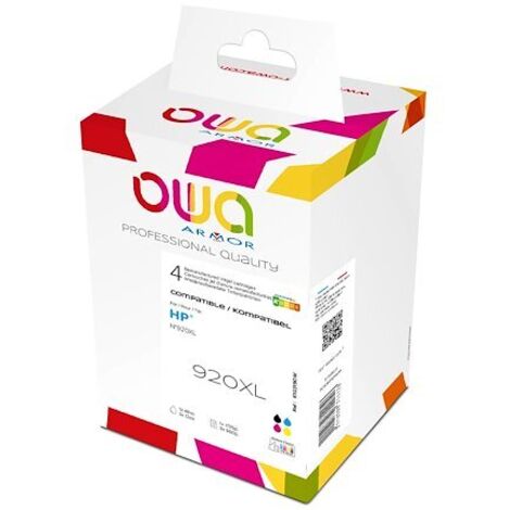 Pack cartouches Owa compatibles HP 920XL 4 couleurs pour imprimante jet d'encre (1/5)