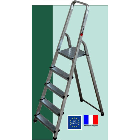 Escalux – Escabeau alumixte 5 marches – Charge maximale 150 kg – Plateforme en acier zingué – Système antibasculement breveté (1/3)