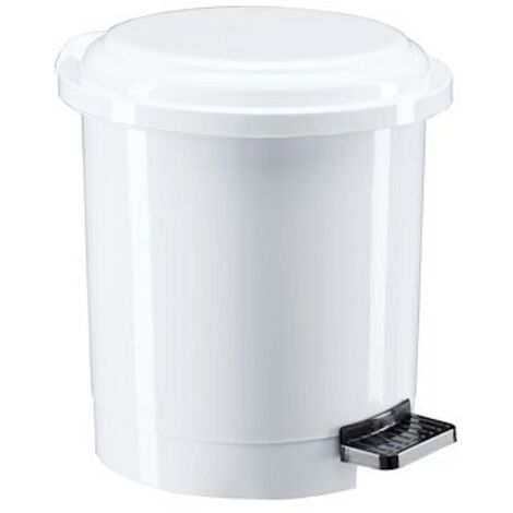 Poubelle blanche en plastique à pédale 6 L ronde (1/2)