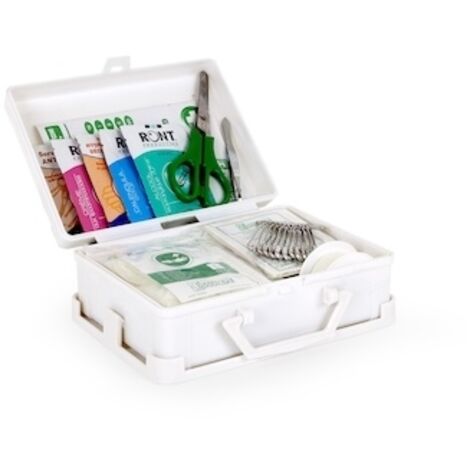 Esculape – Coffret de secours pour 4 personnes – Dimensions 18 x 13 x 6 cm – Poids léger 400 g – Support mural inclus – Conforme Médecine du Travail
