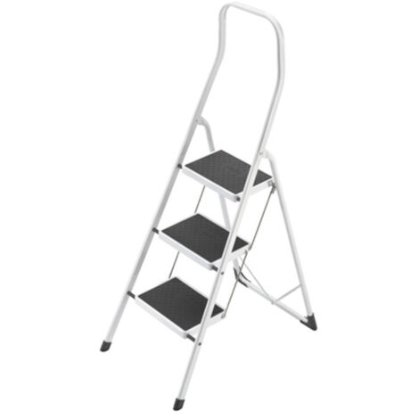 Hailo – Marchepied pliable 3 marches en acier – Charge maximale 150 kg – Garde-corps extra-haut – Marches larges antidérapantes