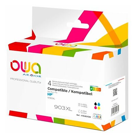 Pack cartouches Owa compatibles HP 903XL 4 couleurs pour imprimante jet d'encre (1/5)