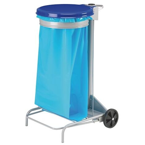 Support de sacs poubelles roulant 110 litres Rossignol à pédale bleu