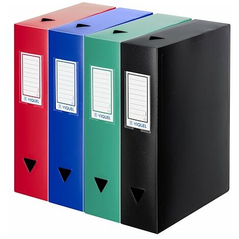 Boîte de classement plastique Viquel Essentiel dos 8 cm - couleurs assorties - Lot de 6 (1/5)