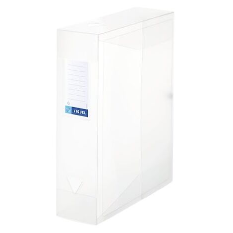 Boîte de classement plastique Viquel translucide dos 8 cm - incolore - Lot de 6 (1/2)