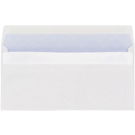 10 enveloppe blanche rectangulaire 110 x 220 ,72 g/m2,autoadhésives sans  fenêtre