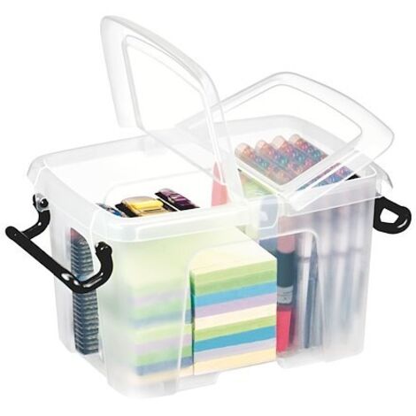 Boîte de rangement en plastique Strata - 6 litres - dim : H 22,4 x L 30,5 cm - Lot de 5 (1/2)