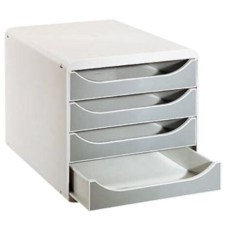 Module de classement Exacompta Big-Box 4 tiroirs gris clair - gris (1/2)