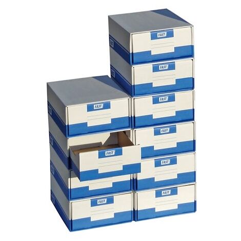 Boîte à archives A4 blanche-bleue avec tiroir - Lot de 10 (1/2)