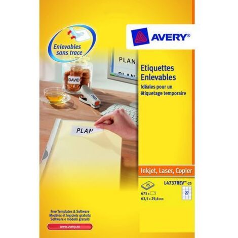 Étiquettes Adresses Transparentes Avery – 63,5 X 29,6 Mm, 25 Feuilles (675 étiquettes), Pour Enveloppes C6