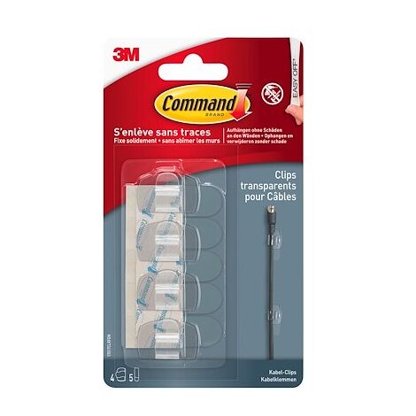 3M – Clip transparent range-câble – Blister de 4 clips et 5 languettes – Température de fonctionnement de -29 à +51°C – Pour câbles discrets (1/5)