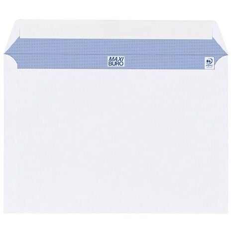 Boîte de 500 enveloppes blanches 162 x 229 mm format C5 avec bande  protectrice, avec fenêtre