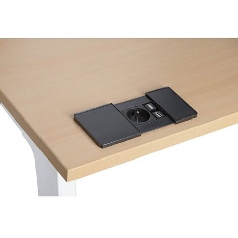 Prise encastrable - 1 prise secteur + 2 ports USB - noir - Maxiburo (1/4)
