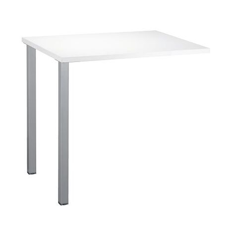 Retour bureau suspendu plateau blanc L 80 x P 60 cm, piétement métal couleur aluminium - Practica - Maxiburo (1/3)
