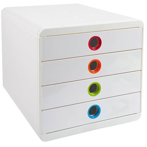 Module de classement Exacompta Pop Box 4 tiroirs - blanc/ assortis (1/5)