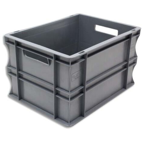 Bac de rangement plastique gerbable 20 litres – Parois pleines – Dim : H 23 x L 40 cm – Charge maxi 20 kg – Conforme norme européenne – Viso