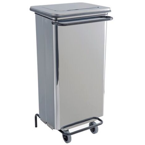 Support de sacs poubelles mobile 110 litres à pédale inox