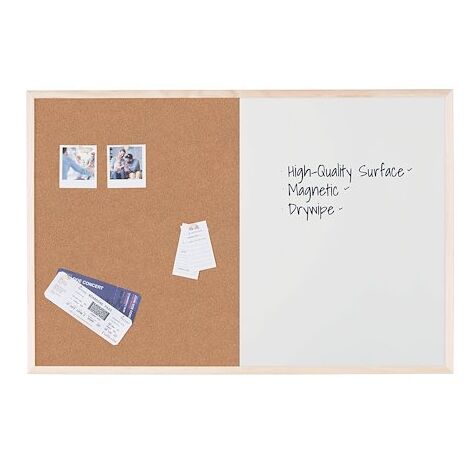 60 X 40 Cm Tableau Liege, Magnetique Et Craie Noir Ardoise | Cadre De Pin 5060530133802