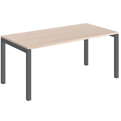 Bureau droit plateau chêne clair Teamline L 160 cm - piètement métal anthracite - Maxiburo (1/3)
