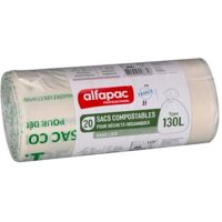 Sac poubelle pour déchets compostable 130 L Alfapac professionnel - 20 sacs