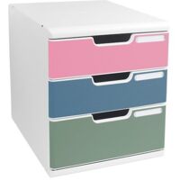 Module de classement Exacompta Modulo 3 tiroirs couleur - blanc/assortis clair