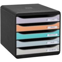 Module de classement Exacompta Big Box Plus Arlequin pastel 5 tiroirs multicolores - noir/ assortis pastel