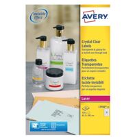 Etiquettes 63,5 x 38,1 mm Avery transparentes brillantes - Boîte de 525