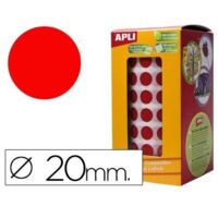 Gomets autoadhesivos circulares 20mm rojo en rollo