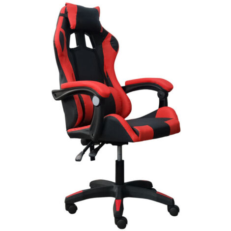 DASCK - Silla de Oficina Gaming con Reposacabezas y Respaldo Ajustable - Rojo