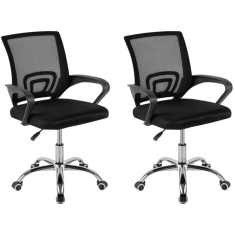 DASCK - Pack de 2 Sillas de Oficina DASCK – Sillas Ergonómicas de Malla con Altura Ajustable y Base Cromada