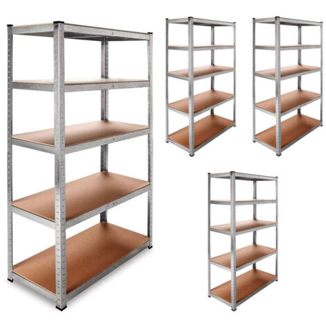 DASCK - Pack de 4 Estanterías Galvanizadas de 5 Baldas (180 x 90 x 40 cm cada una) Almacenamiento Taller